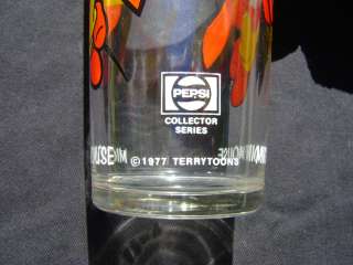 Mighty Mouse Terrytoons 1977 Pepsi Glass Rare Clean Unused Bright 