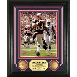  Wes Welker Photo Mint with 2 24KT Gold Coins Sports 