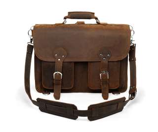 Extra Large Thick Full Grain Leather Briefcase Backpack Messenger 