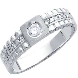 14K White Gold Round cut CZ Cubic Ziconia Wedding Band Ring for Men 