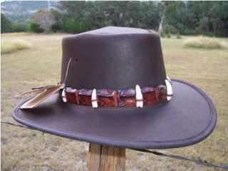 NEW Made in Australia BC Hats Real CROCODILE TEETH Leather Hat Band 