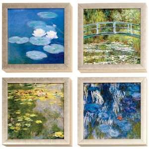  Claude Monet Water Lilies Art Block Framed Print Set 