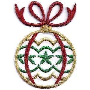 Christmas Ornament w/Gold Metallic Embroidered Iron On Applique