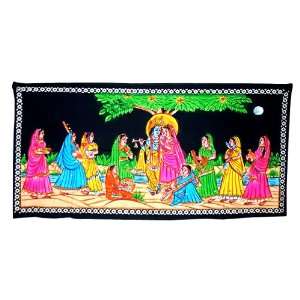  Cotton Hand Painted Pretty Lord Krishna Wall Hanging 