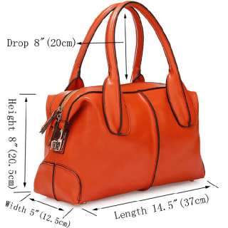   Leather Lady Womens Orange Handbag Shoulder Messenger Bag Purse