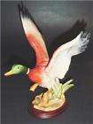 MALLARD DUCK IN FLIGHT FIGURINE WITH WOOD BASE DECOYS