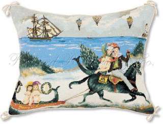 Merry Christmas Mermaid Needlepoint Pillow. 