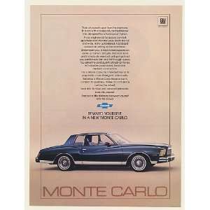  1979 Chevrolet Chevy Monte Carlo Reward Yourself Print Ad 