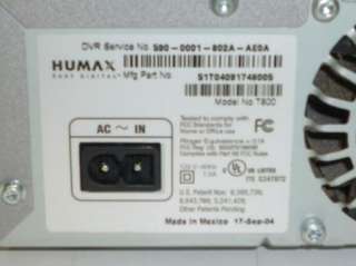 Humax Model T800 Tivo 80GB DVR Video Recorder No Remote  