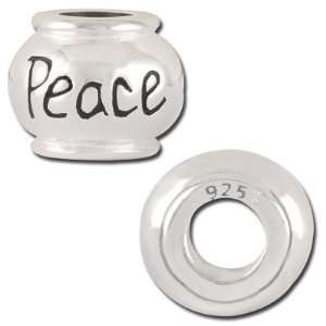  10mm Peace Rondelle   Sterling Silver Large Hole Bead 