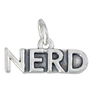  Sterling Silver Antiqued Nerd Charm. Jewelry