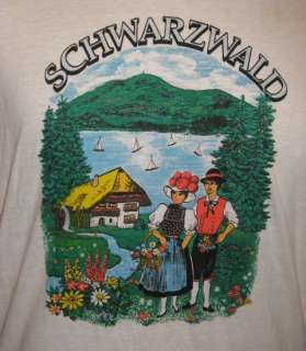 Vintage 80s SCHWARZWALD T Shirt L Germany Black Forest  