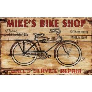  Mikes Bike Shop Wood Sign Large Patio, Lawn & Garden