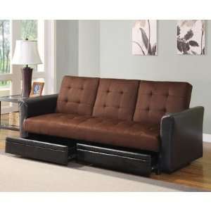  Microfiber Adjustable Sofa with Storage Drawers and Cup 