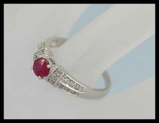 Fashionable 14K White Gold Ruby and Diamond Ring  