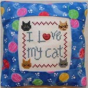  I Love my Cat Pillow Kit   Cross Stitch Kit Arts, Crafts 