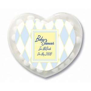 Baby Keepsake Blue Diamond Design Personalized Heart Shaped Mint 
