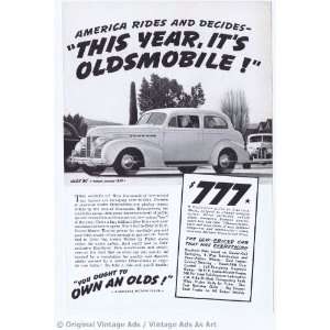  1939 Oldsmobile 60 2 Door Sedan White Vintage Ad 