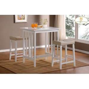  3 Piece Pack Counter Height Set in White Finish of 