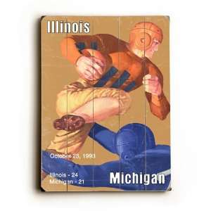  University of Illinois VS Michigan Wood Sign Sports 