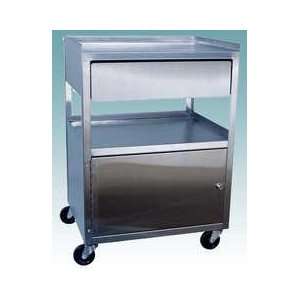  3 Shelf Stainless Cart w/1 Cabinet & 1 Drawer   1 Cabinet 