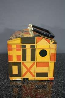 Vintage 60s Laminate WOOD Geometric MOD Lucite Handle CARNABY Handbag 