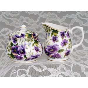  Pansy Chintz Creamer and Lidded Sugar Set AVAILABLE MID 