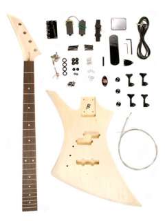 Unfinished Left Hand Exp Style Bass Guitar Kit Project DIY   New 