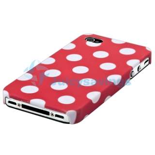 Red w/ White Dot Rear Hard Case+PRIVACY LCD Filter Protector for 