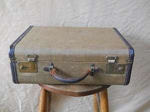 Vintage Brown/Caramel Tweed Suitcase Luggage 17x12x6 Clean/Handle 