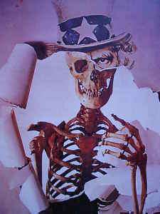 1972 Skeleton Uncle Sam I Want You Anti War Poster  