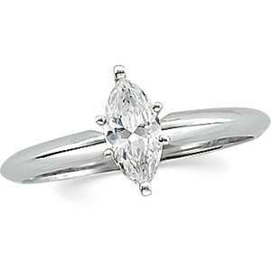 Marquise Diamond Solitaire Engagement Ring 14ct White Gold ( 0.6 Ct, F 