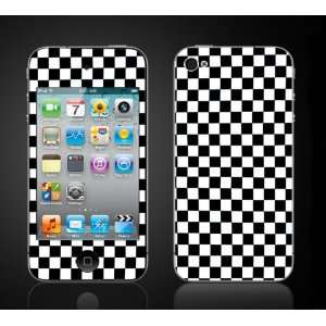 iPod Touch 4G Checkers Black & White Checkerboard Vinyl Skin kit fits 