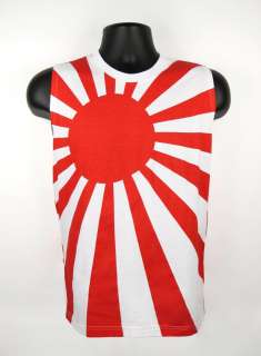 80s JAPAN Flag RISING SUN Kamikaze Sleeveless Tank Top Shirt Mens 