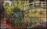 32x20 Monet Le Pont Japonais Fine Art Marble Tile Mural  