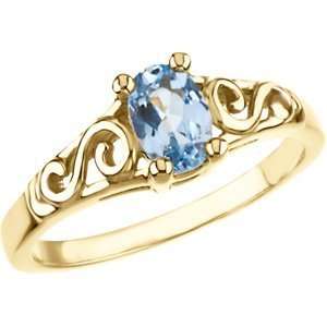    March 14K Yellow Gold Teen Imitation Birthstone Ring Jewelry