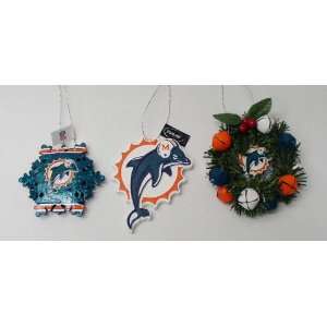  Miami Dolphins 3 Pack Ornaments