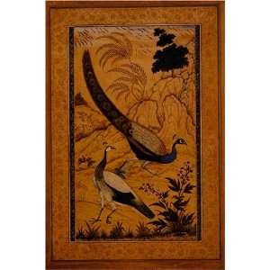  Peafowl in a Landscape by Ustad Mansur, 17 x 20 Fine Art 