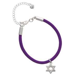   Silver Star Of David Charm on a Purple Malibu Charm Bracelet Jewelry