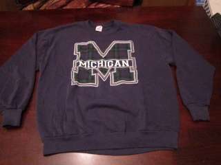VTG Jerzees Mens Michigan Wolverines Perfect Football 50/50 Sweatshirt 