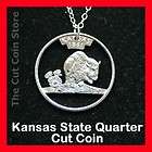   KS Quarter Cut Coin Jewelry Pendant Charm Necklace Sunflower Buffalo