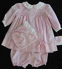 PETIT AMI BABY GIRL PINK HOUNDSTOOTH DRESS WITH SMOCKING NB/LAYETTE