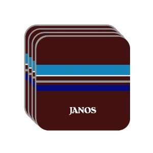 Personal Name Gift   JANOS Set of 4 Mini Mousepad Coasters (blue 