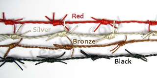 We offer Barbed Wire leather cords in these colors.