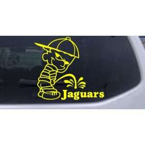Pee On Jaguars Car Window Wall Laptop Decal Sticker    Yellow 24in X 