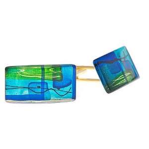   curved oblong acrylic and foil cufflinks. Made in England Jewelry
