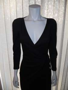 DVF Diane Von Furstenberg LIPPE Knit Wrap Dress Black 4 US / 8 UK 