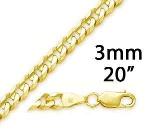 10K YELLOW GOLD CUBAN CURB LINK CHAIN NECKLACE 3MM 20  