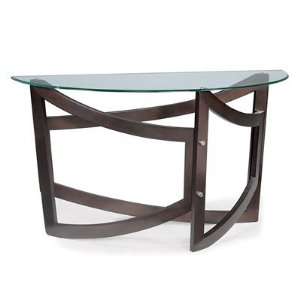  Magnussen Lysa Wood And Glass Demilune Sofa Table