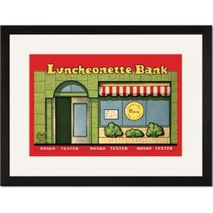   /Matted Print 17x23, Luncheonette Bank Storefront
